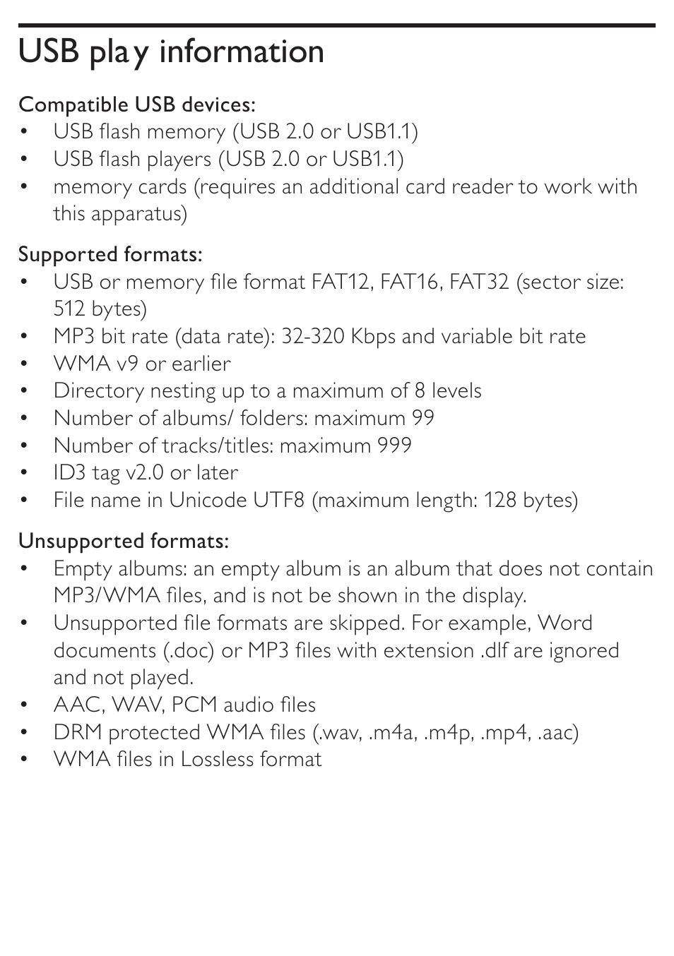 Usb pla y information | Philips AZ5740 User Manual | Page 27 / 31