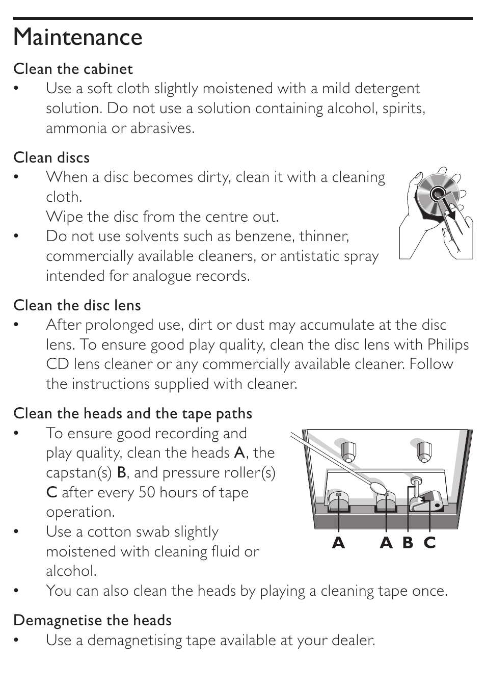 Maintenance | Philips AZ5740 User Manual | Page 28 / 31