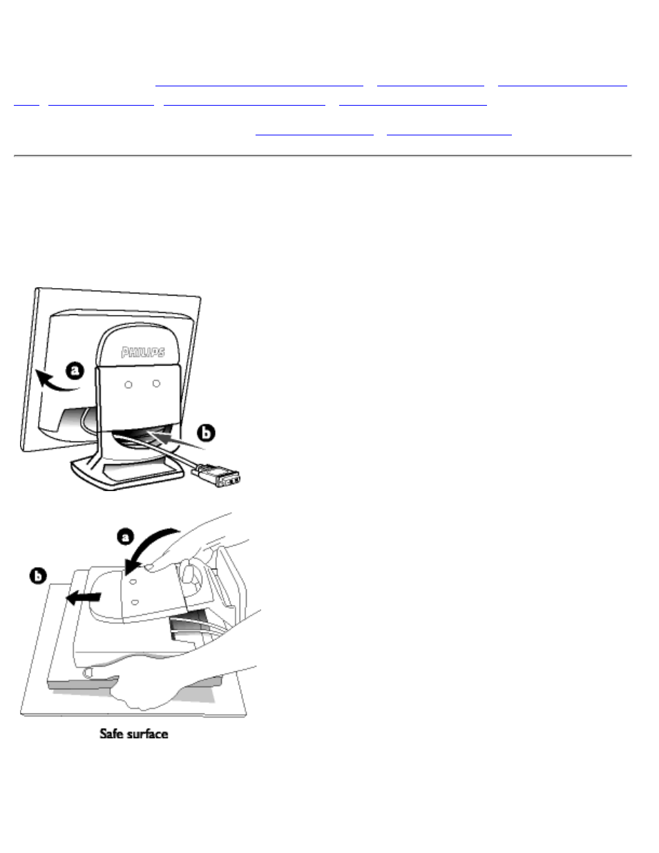 Remove and re-install the base, Remove and, Re-install the base | Philips 180B2S User Manual | Page 59 / 86