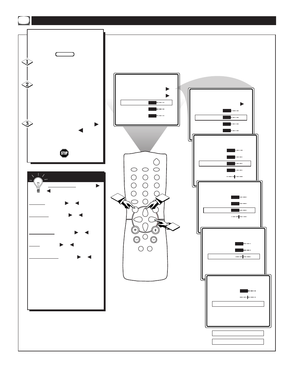 Tv p, Ow to, Djust the | Icture | Philips TS2519C User Manual | Page 14 / 40