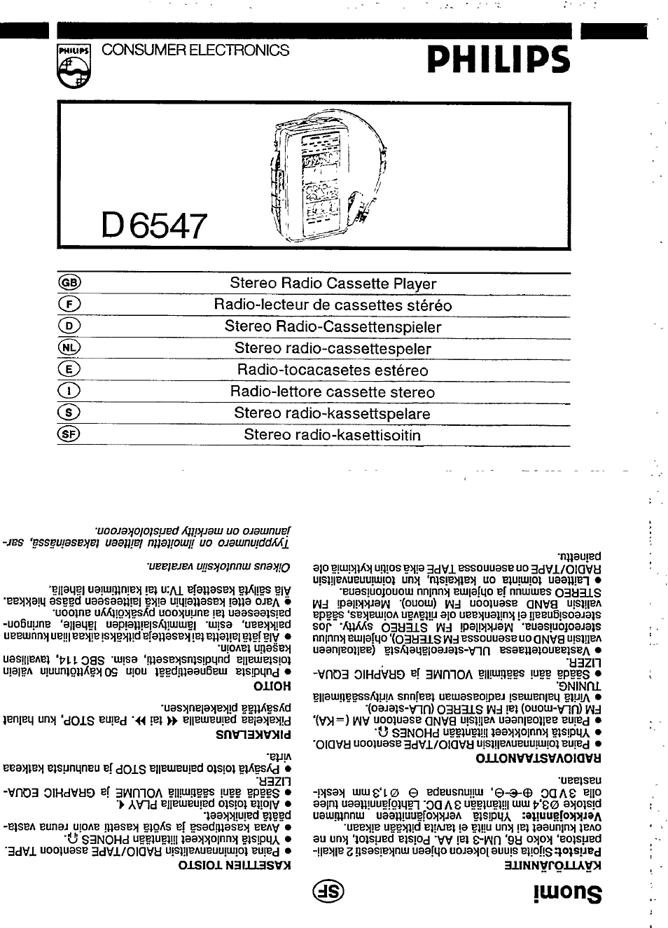 Soinoh±0313y3nnsnoo, Sdiuhd, Suomi | Philips D6547 User Manual | Page 3 / 7