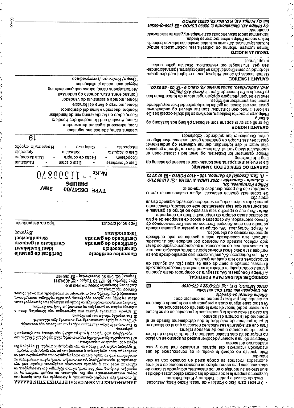 D6547/00, Philips, 3s:v | Philips D6547 User Manual | Page 7 / 7