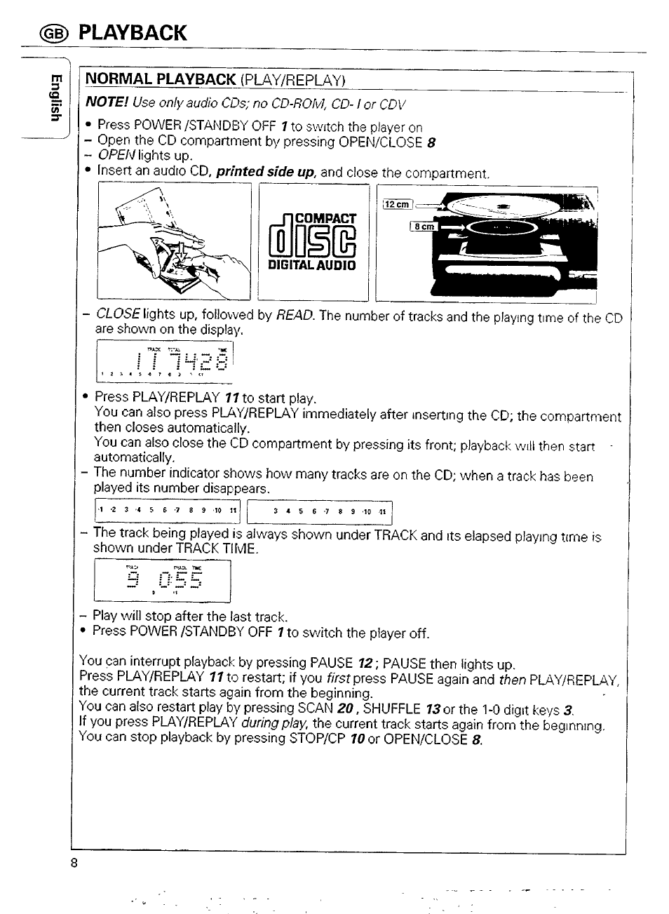 Iiloaig, Id playback | Philips CD 911 User Manual | Page 8 / 20