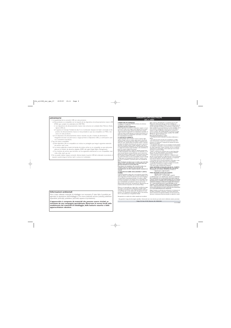 Philips AJL308/17 User Manual | Page 9 / 9