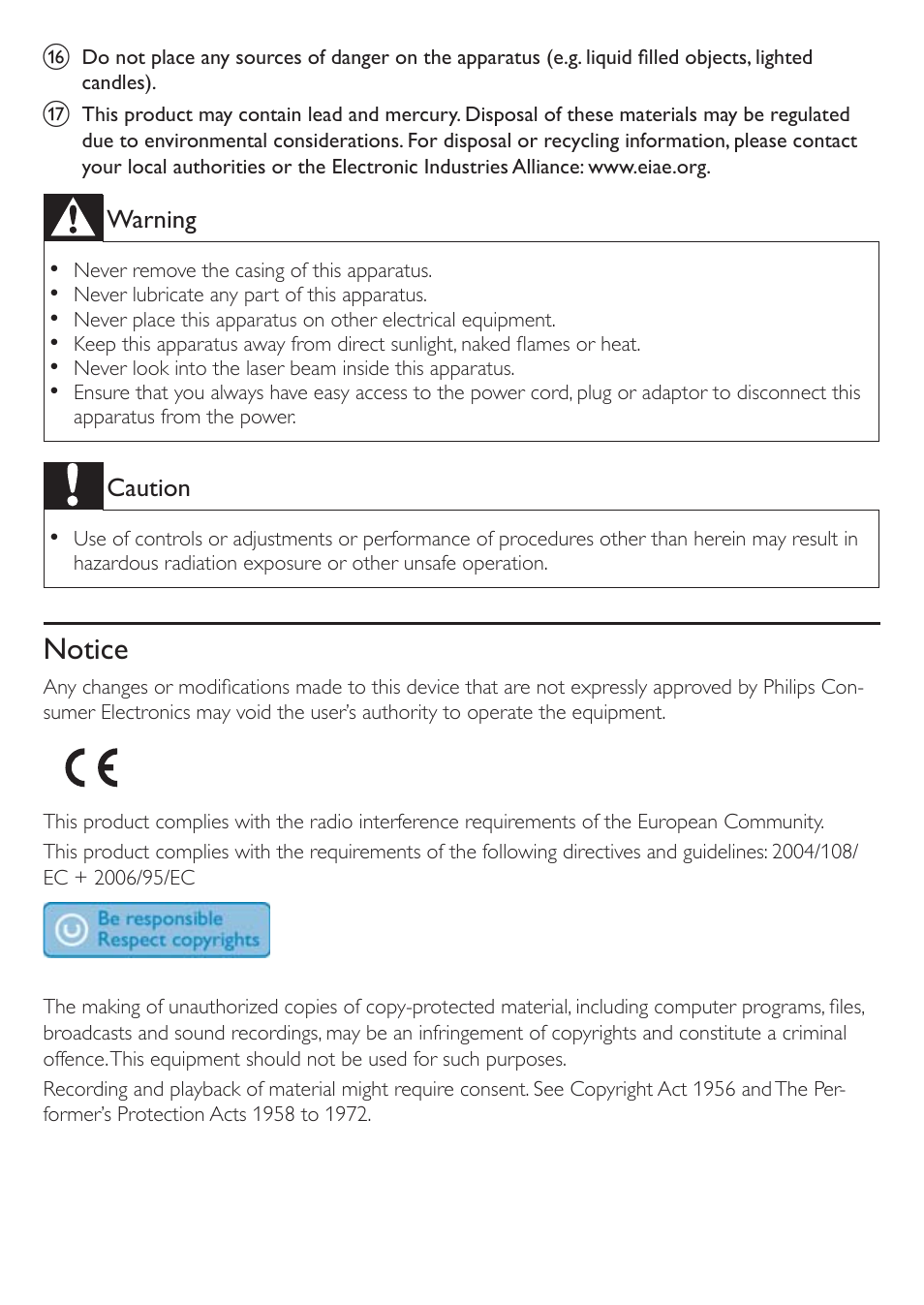 Notice | Philips AZ1046/12 User Manual | Page 3 / 14