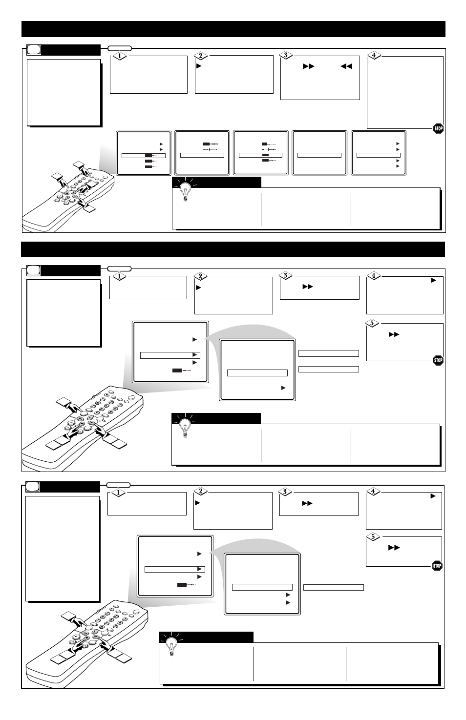 Menu c, Etting, Elevision | Or the, Irst, Ow to, Se the, S onscreen, Ontrols, Anguage | Philips TS2779C1 User Manual | Page 3 / 4