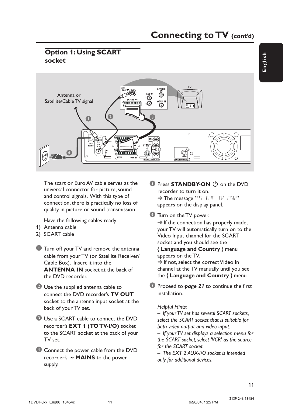 Connecting to tv | Philips ShowView DVDR612/97 User Manual | Page 13 / 74