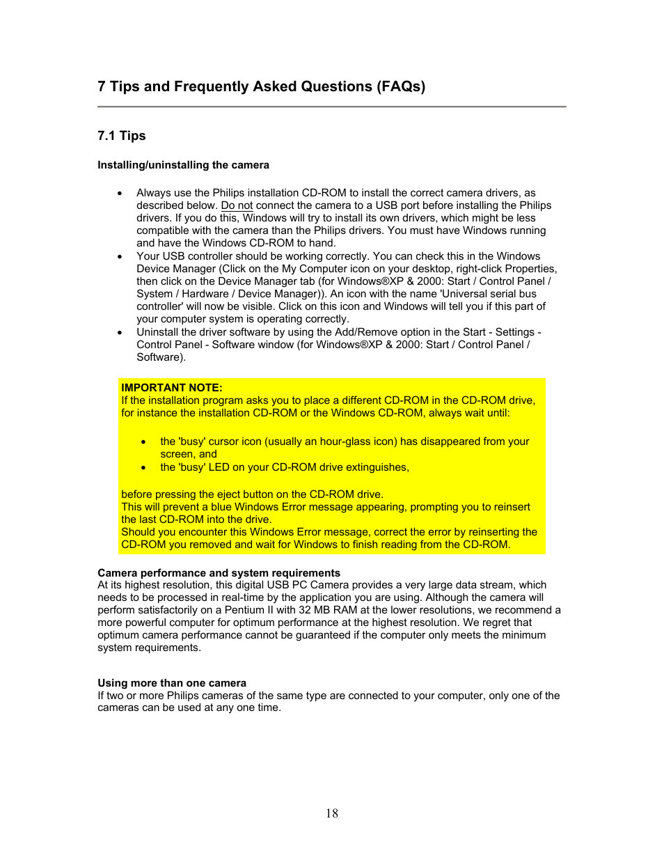 7 tips and frequently asked questions (faqs) | Philips PCVC740K99 User Manual | Page 18 / 30