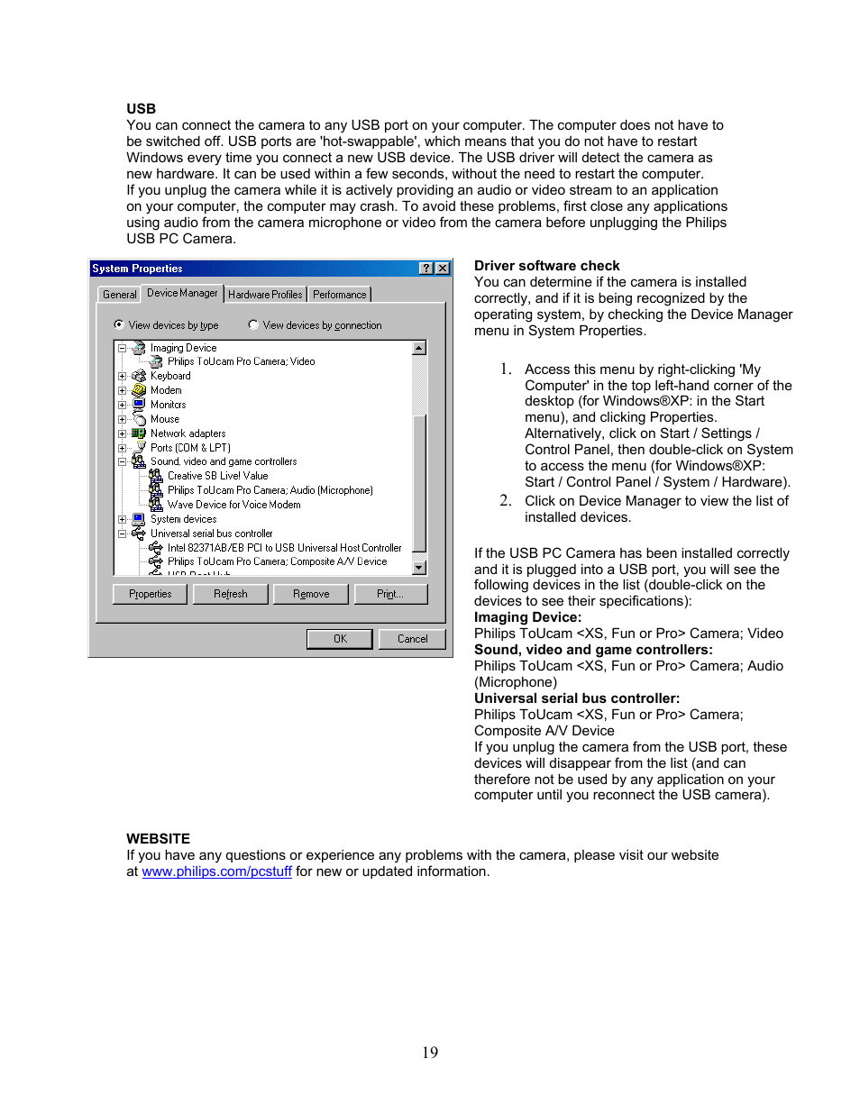 Philips PCVC740K99 User Manual | Page 19 / 30