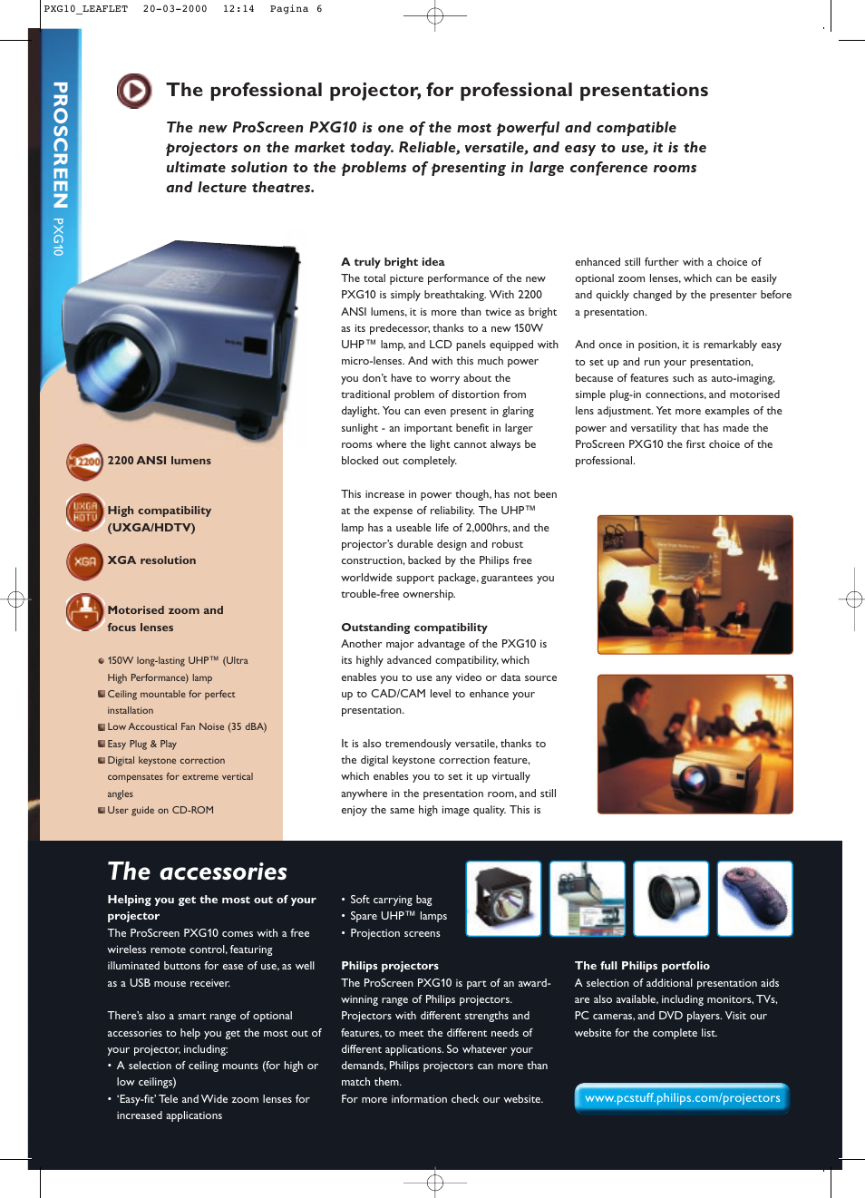 The accessories, Pr oscreen | Philips ProScreen PXG10 User Manual | Page 3 / 6