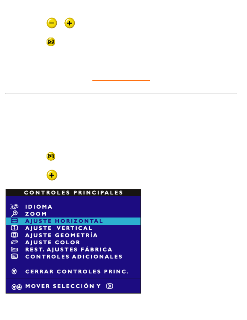 Ajuste horizontal | Philips 107E User Manual | Page 84 / 123