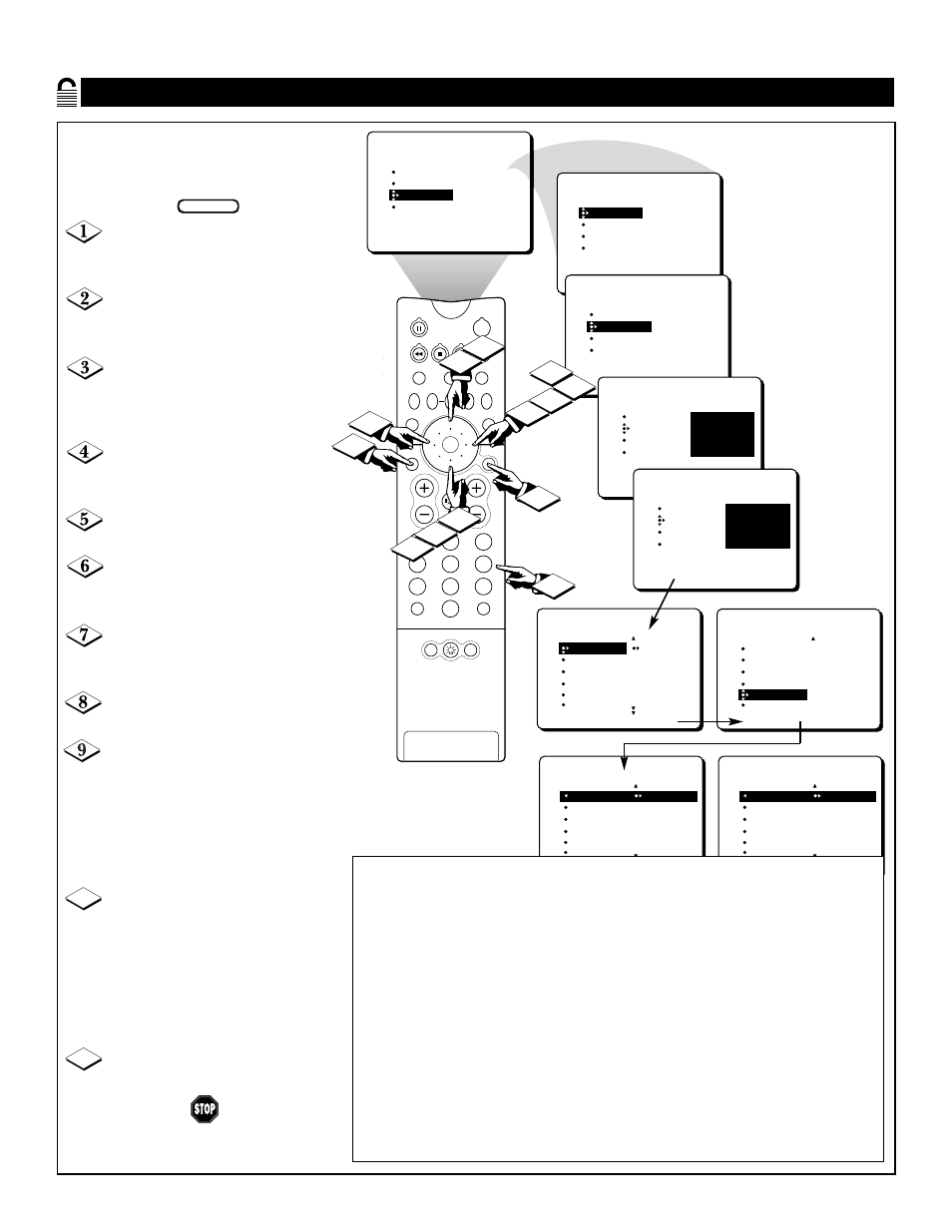 Tv r, Locking by, Ating | Philips 64P8342 User Manual | Page 24 / 58