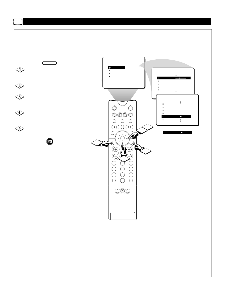 Urning on the, Mage, Ontrol | Philips 64P8342 User Manual | Page 8 / 58