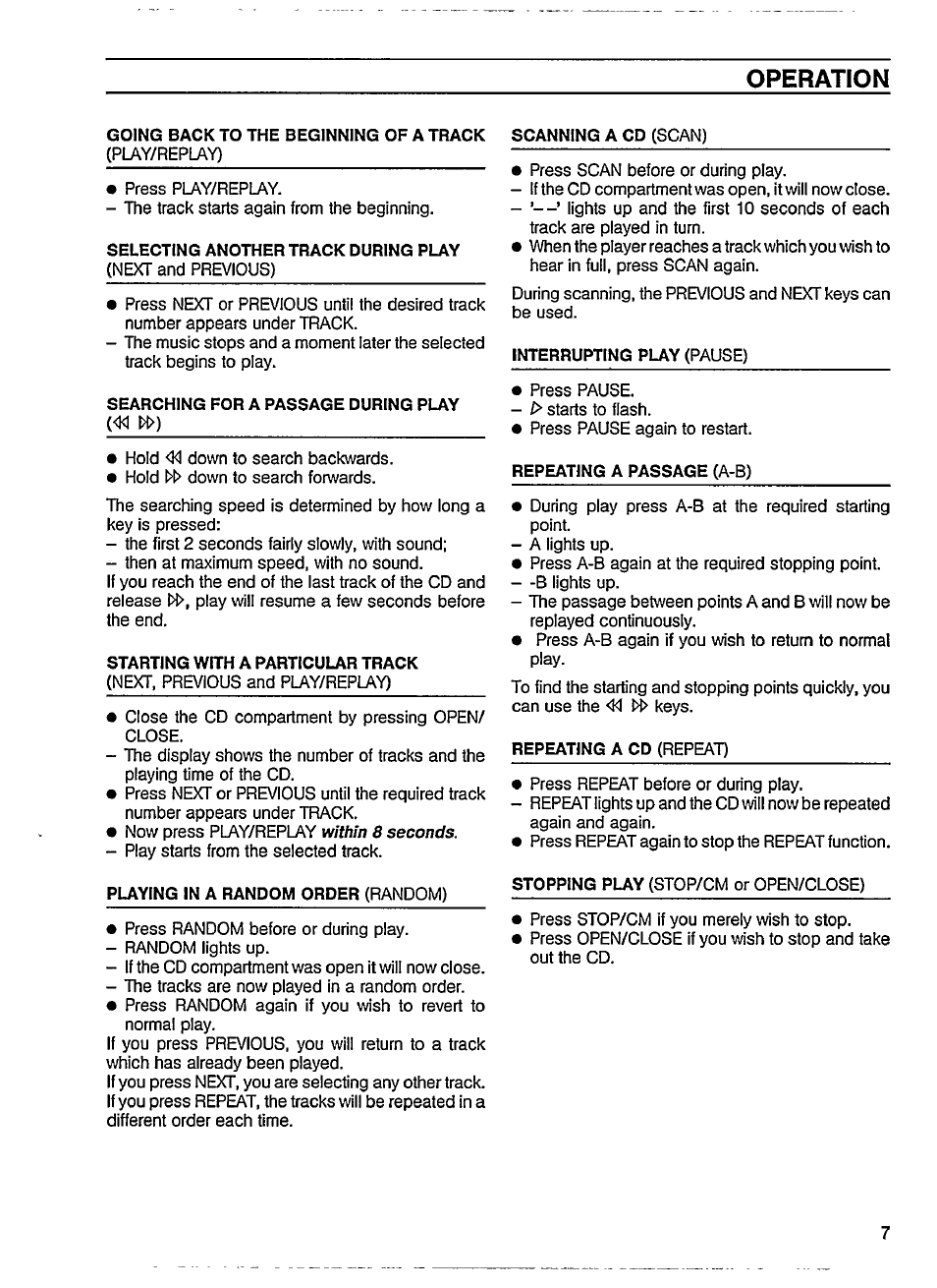 Operation | Philips CD 614 User Manual | Page 7 / 12