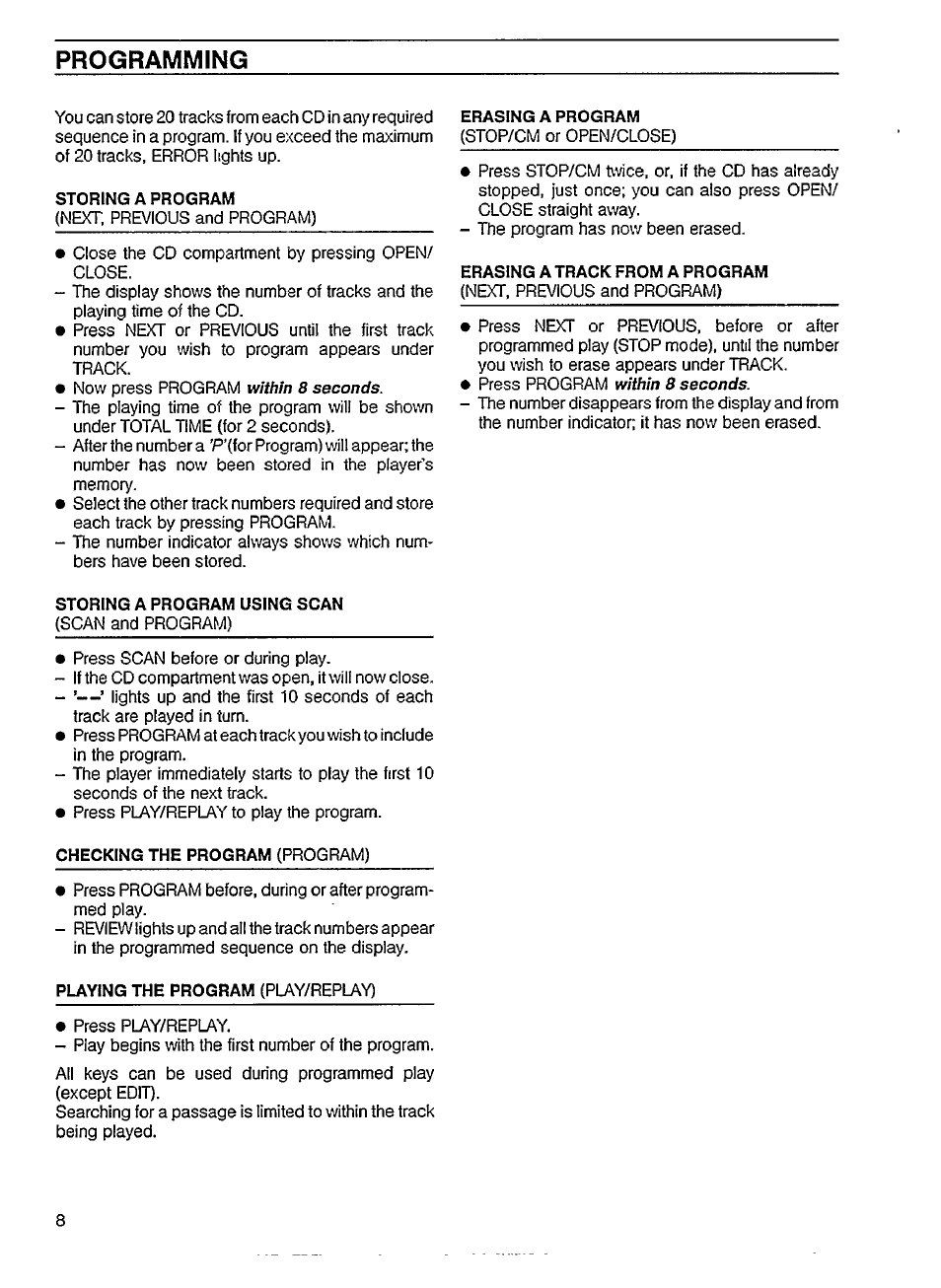 Programming | Philips CD 614 User Manual | Page 8 / 12