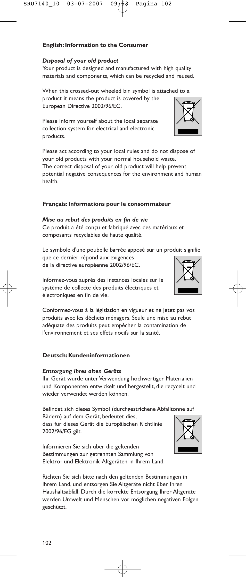 Philips SRU 7140 User Manual | Page 102 / 108