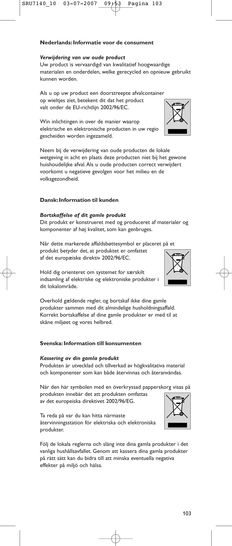 Philips SRU 7140 User Manual | Page 103 / 108