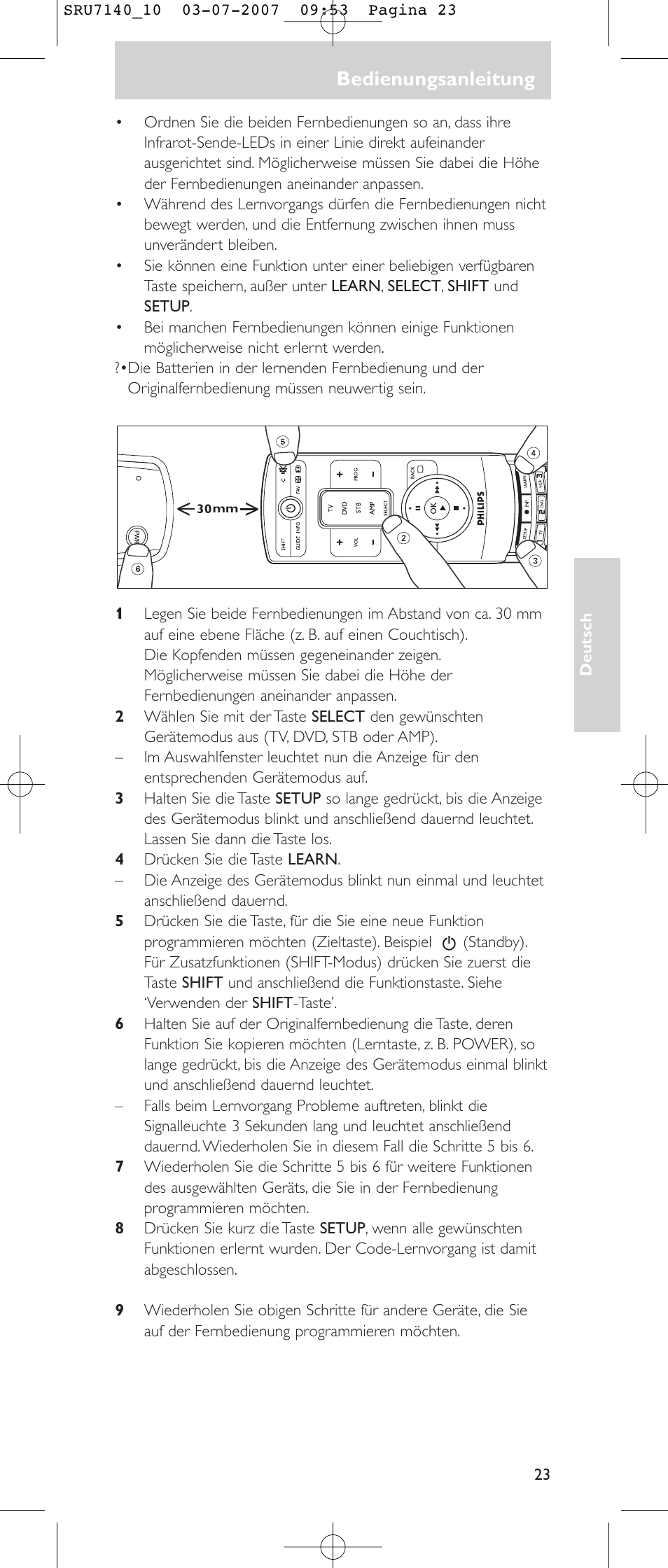Bedienungsanleitung | Philips SRU 7140 User Manual | Page 23 / 108