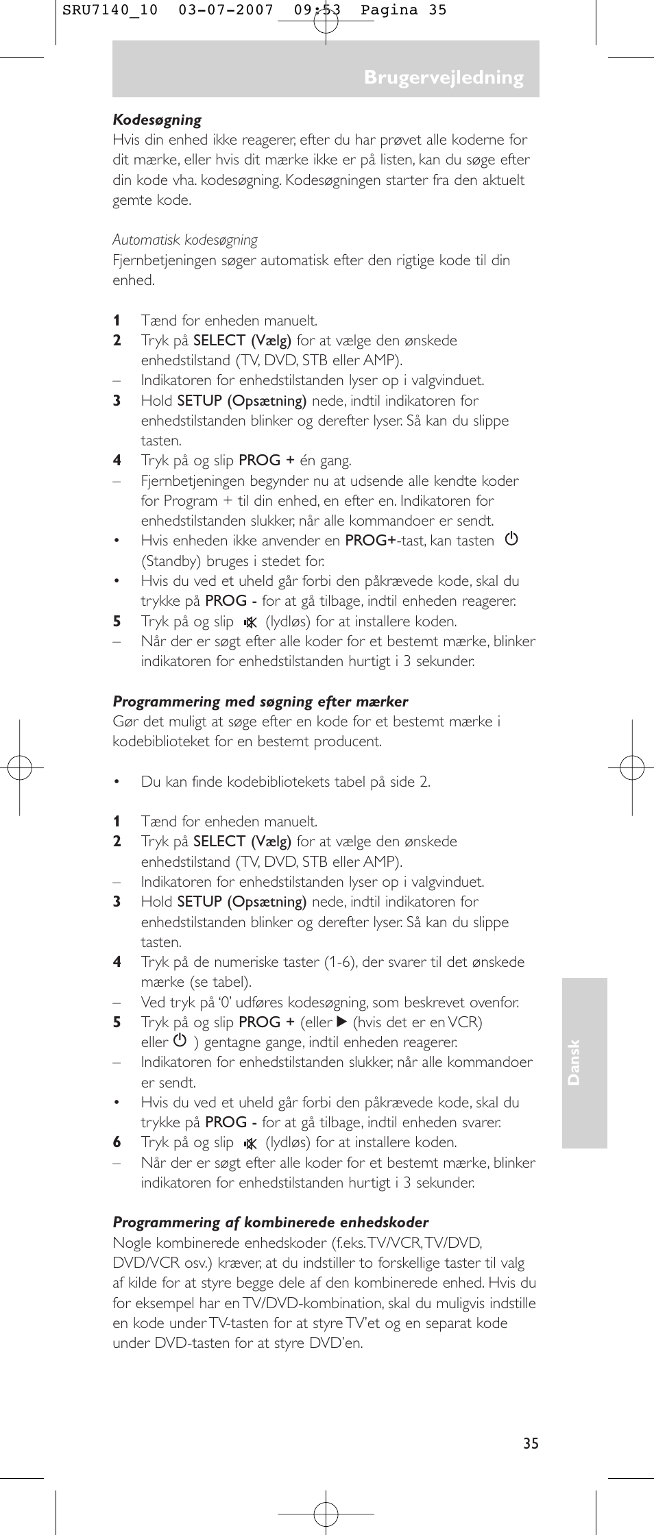 Brugervejledning | Philips SRU 7140 User Manual | Page 35 / 108