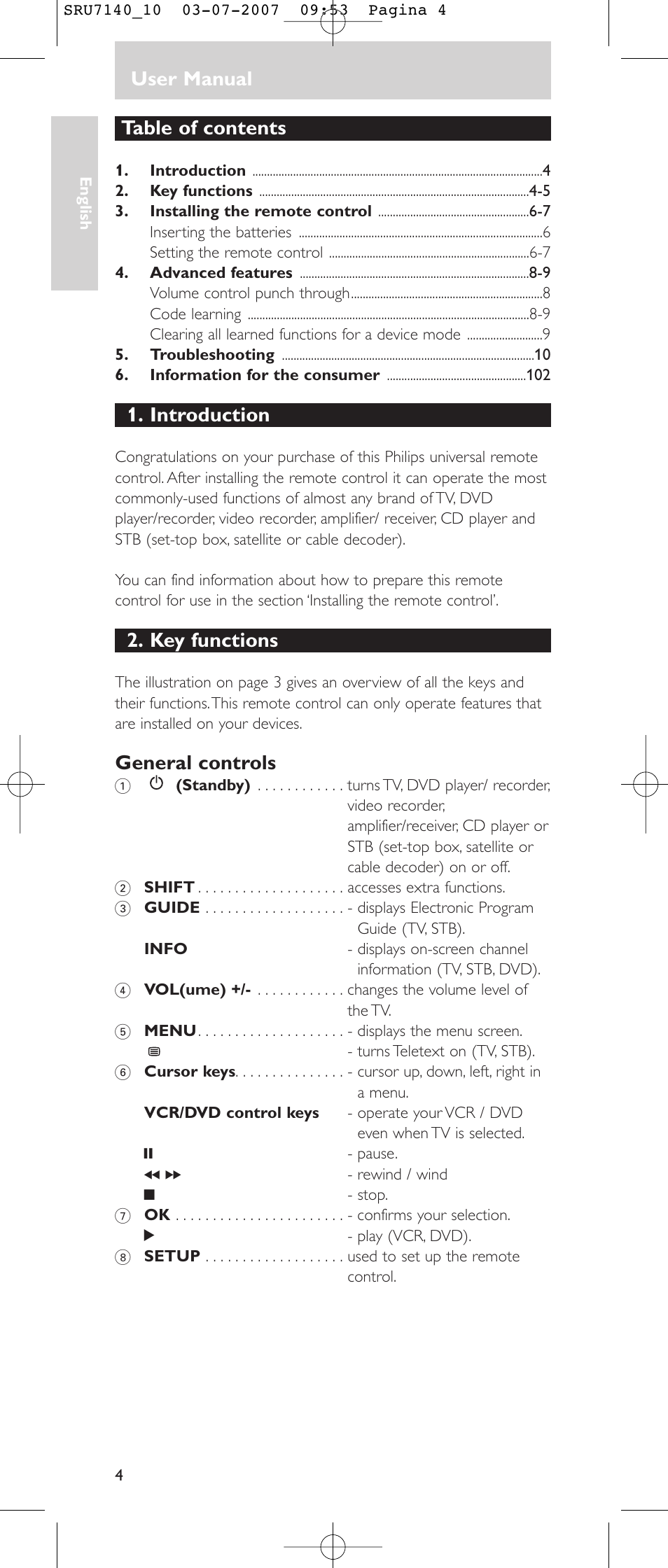 Philips SRU 7140 User Manual | Page 4 / 108