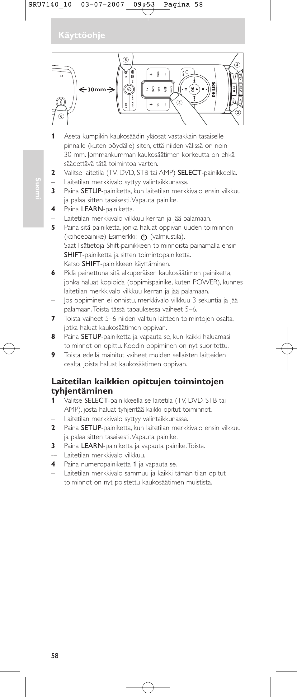 Käyttöohje | Philips SRU 7140 User Manual | Page 58 / 108