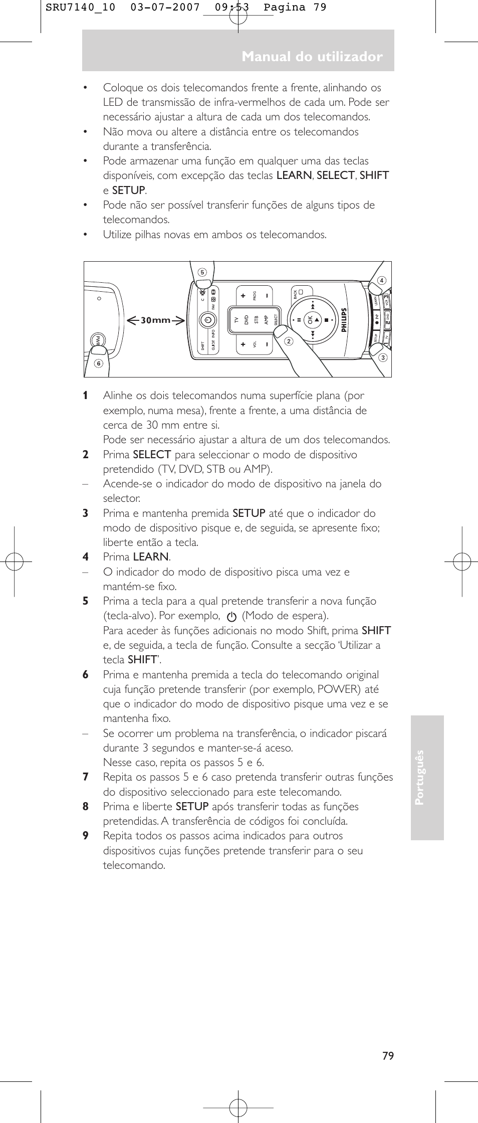 Manual do utilizador | Philips SRU 7140 User Manual | Page 79 / 108