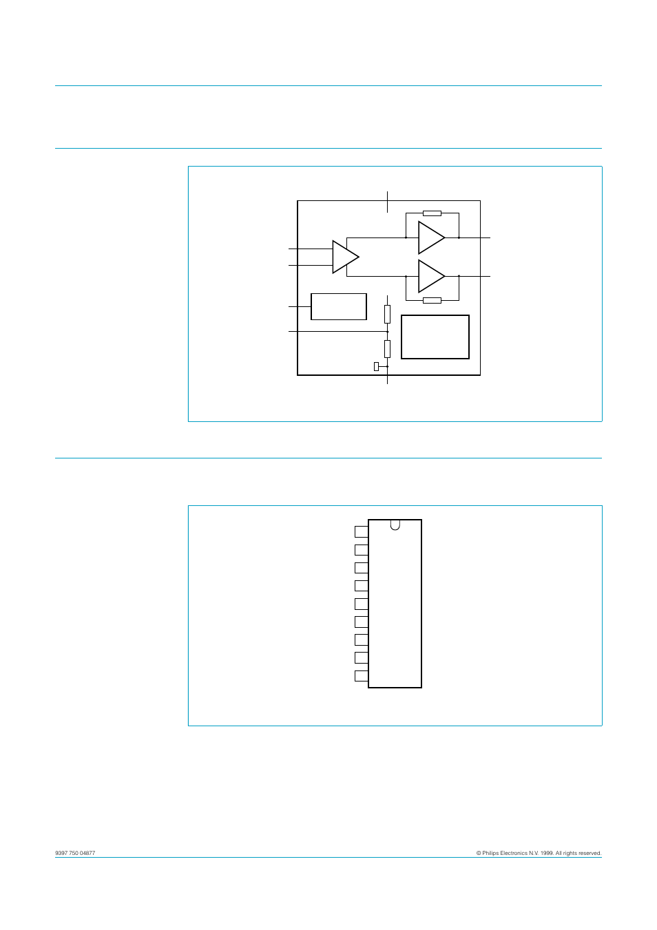 Block diagram, Pinning information, 1 pinning | Tda8943sf, Block diagram 7. pinning information, Philips semiconductors, 7 w mono btl audio amplifier | Philips TDA8943SF User Manual | Page 3 / 12