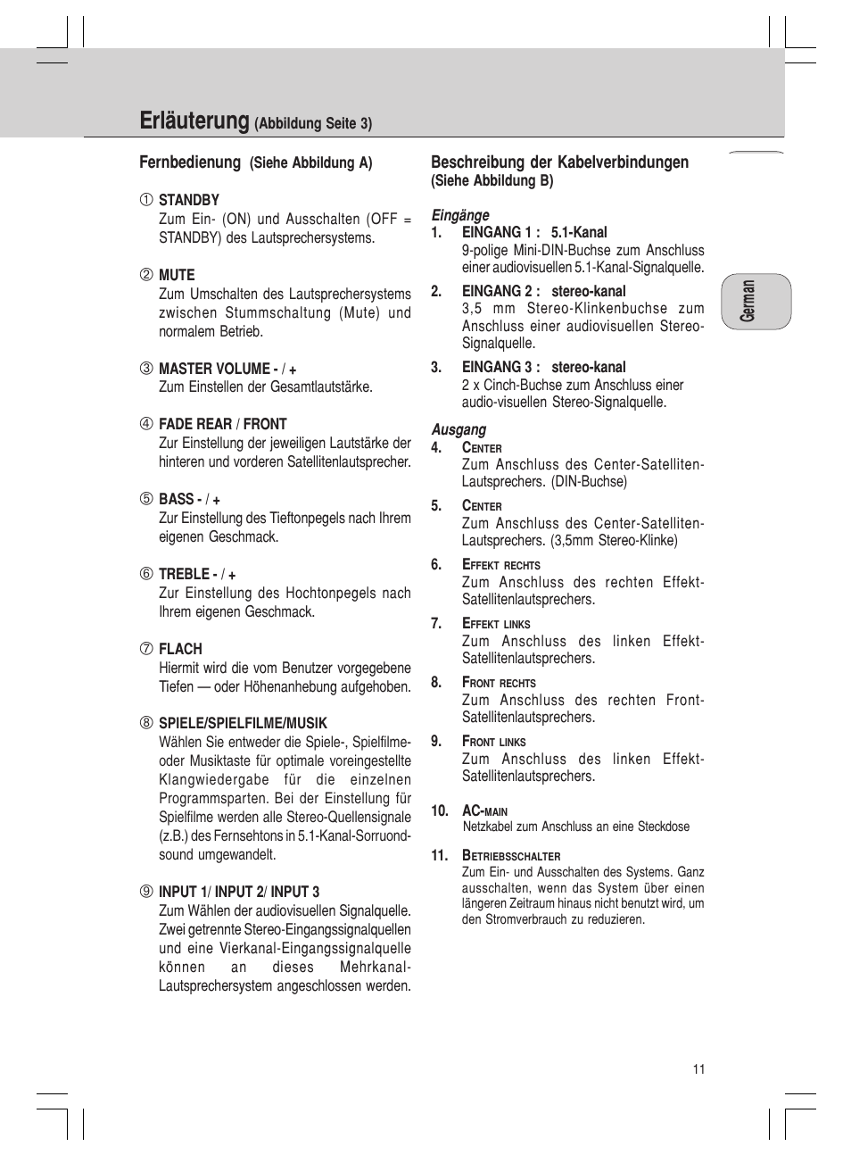 Erläuterung | Philips MMS316 User Manual | Page 11 / 50