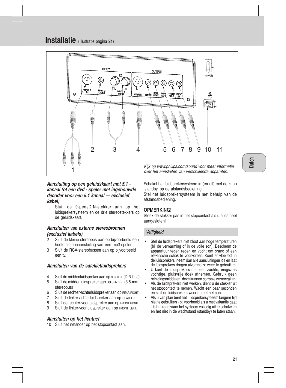 Installatie | Philips MMS316 User Manual | Page 21 / 50