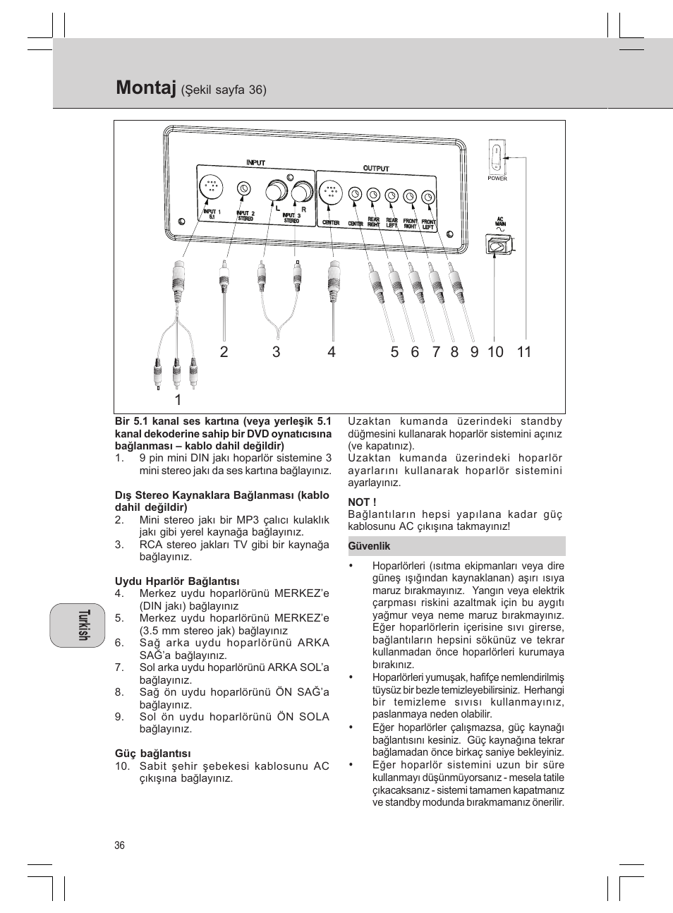 Montaj | Philips MMS316 User Manual | Page 36 / 50