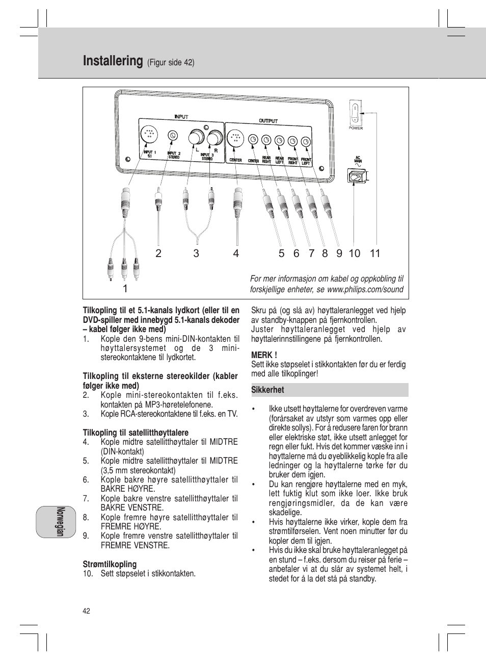 Installering | Philips MMS316 User Manual | Page 42 / 50