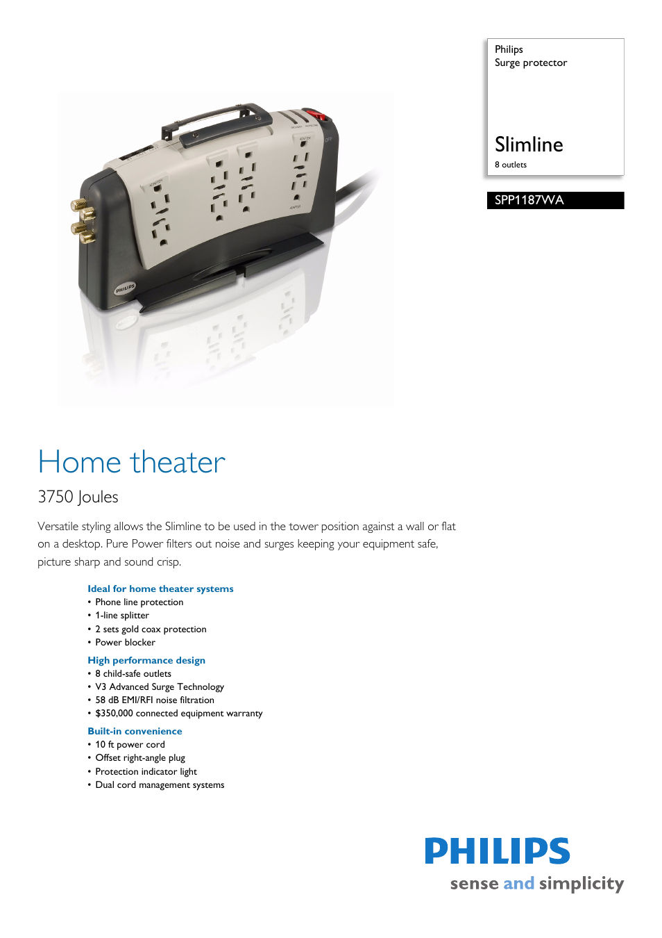 Philips SPP1187WA User Manual | 2 pages