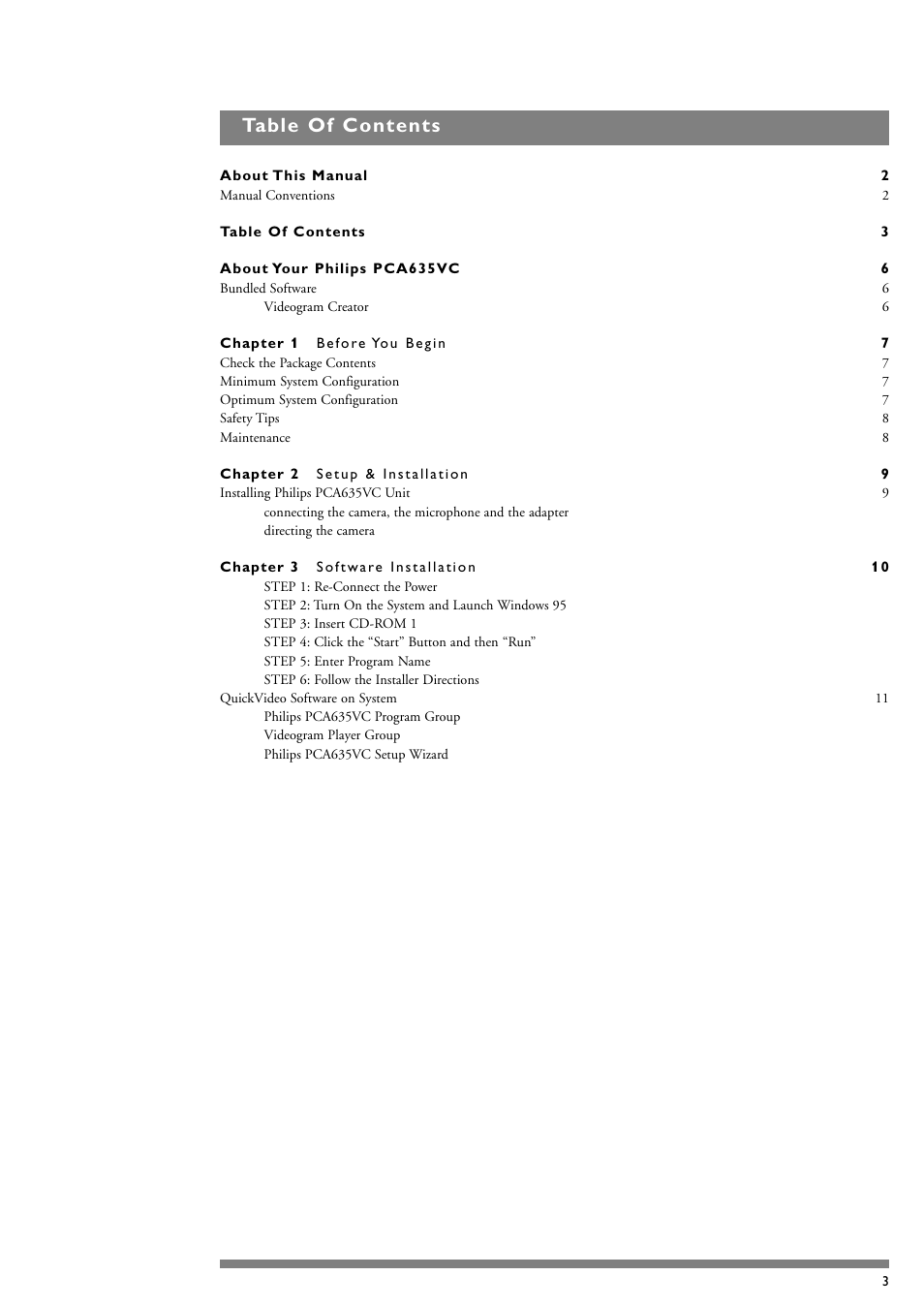 Philips PCA635VC User Manual | Page 3 / 47