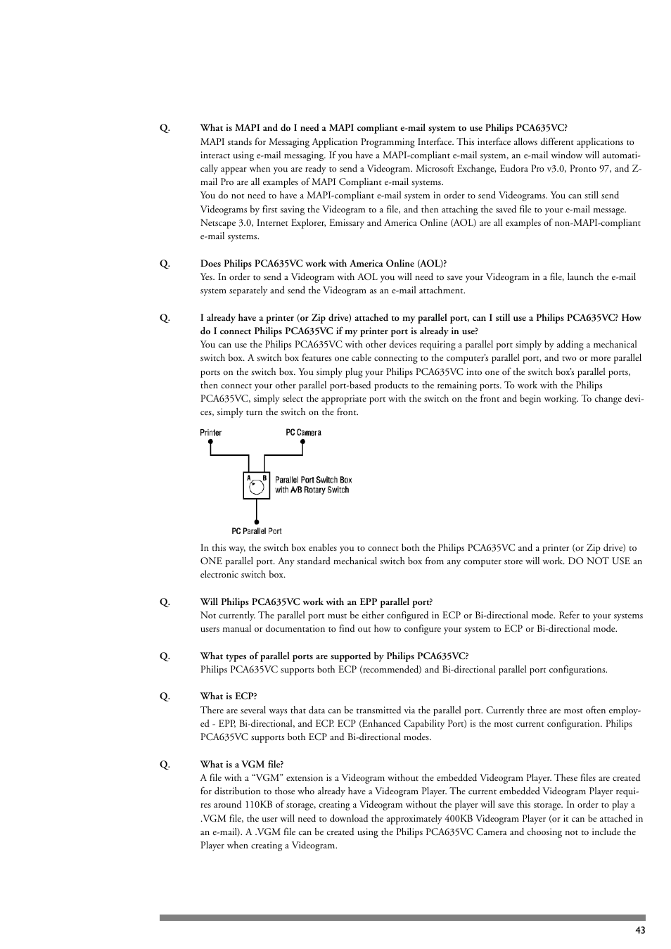 Philips PCA635VC User Manual | Page 43 / 47