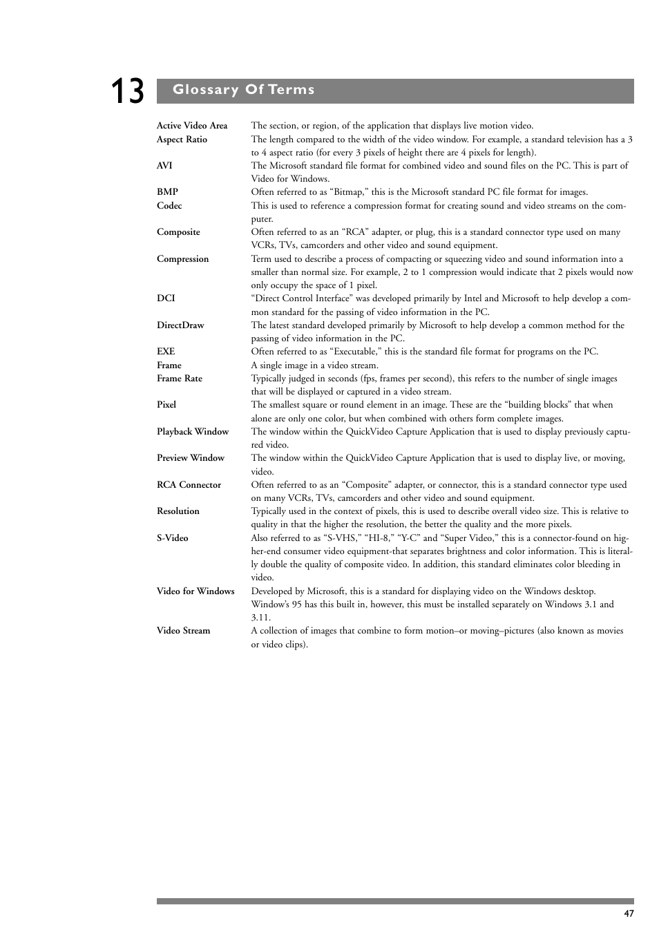 Glossar y of terms | Philips PCA635VC User Manual | Page 47 / 47