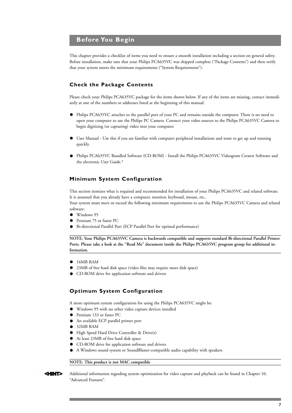 Philips PCA635VC User Manual | Page 7 / 47