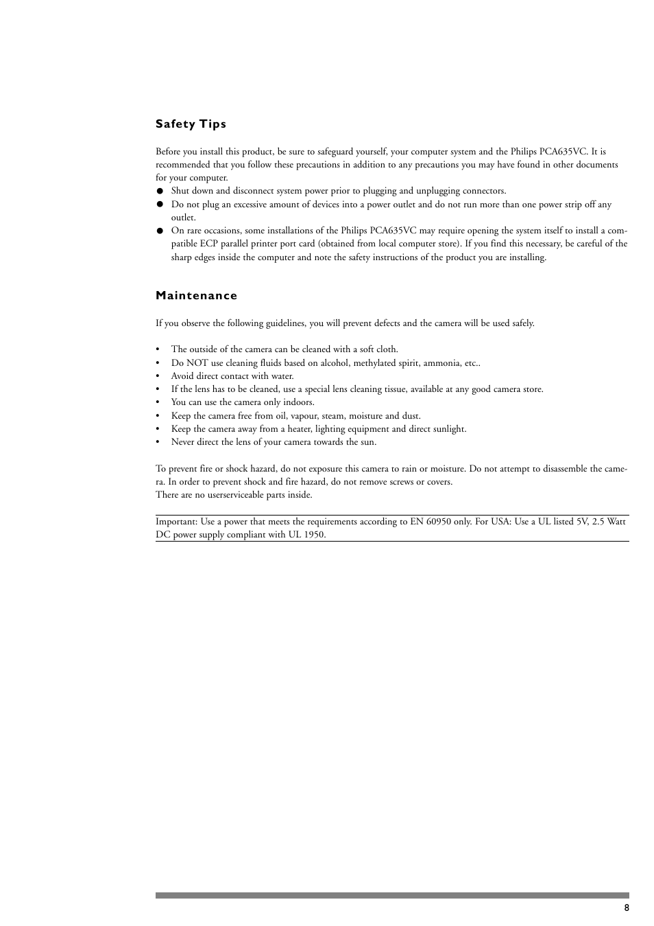 Philips PCA635VC User Manual | Page 8 / 47