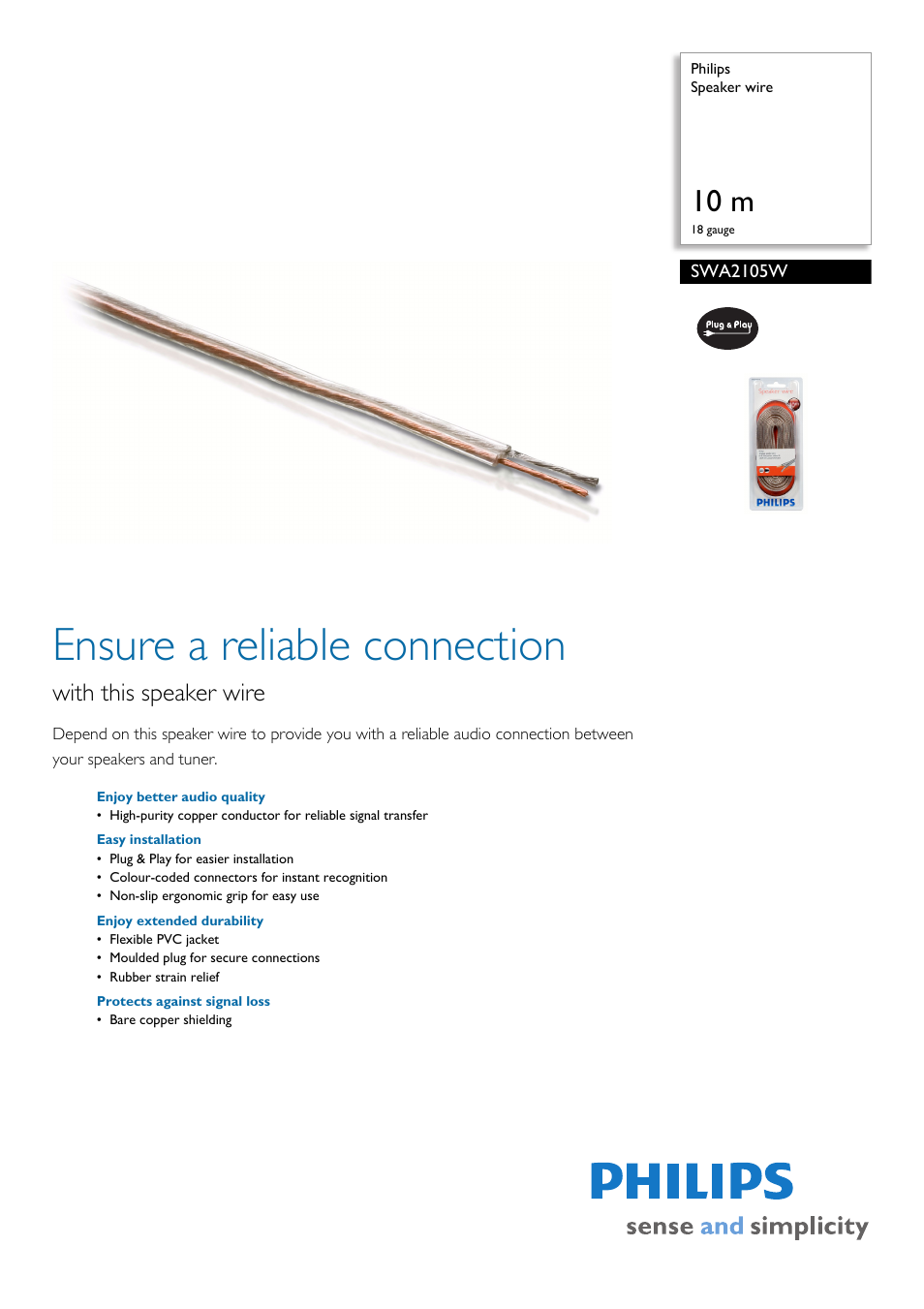 Philips SWA2105W User Manual | 2 pages
