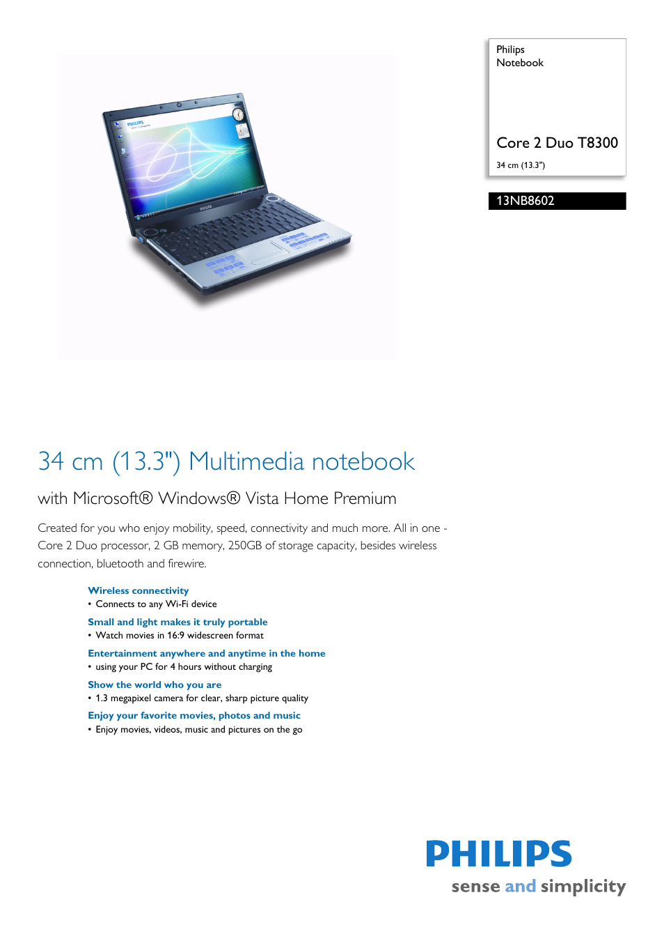 Philips 13NB8602 User Manual | 2 pages