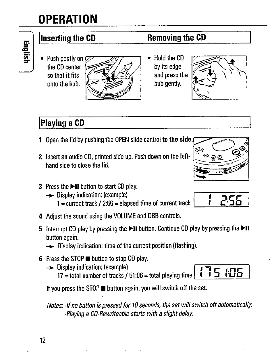 I i se, I i 5, Operation | Philips AZ 7394 User Manual | Page 12 / 23