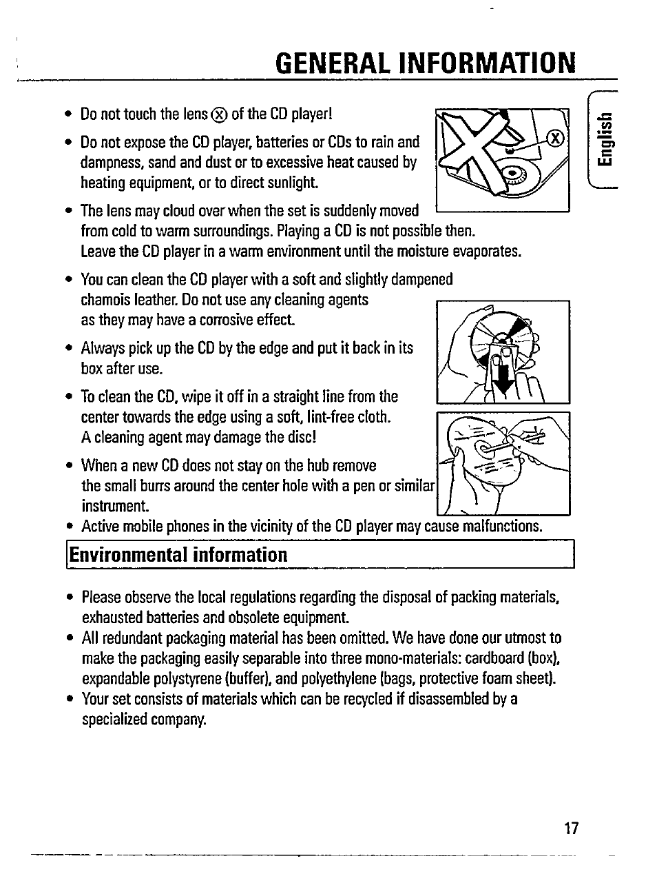 Environmental information, General information | Philips AZ 7394 User Manual | Page 17 / 23