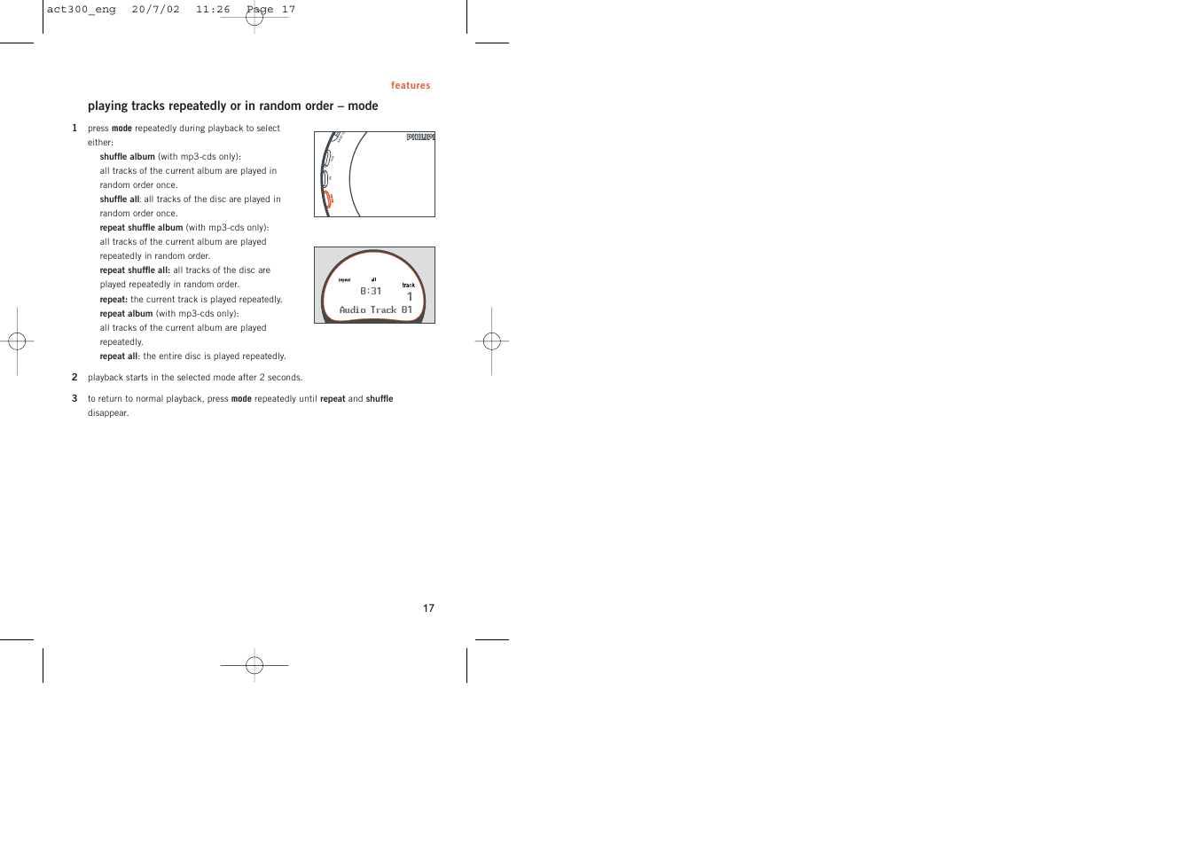Philips ACT300 User Manual | Page 17 / 28