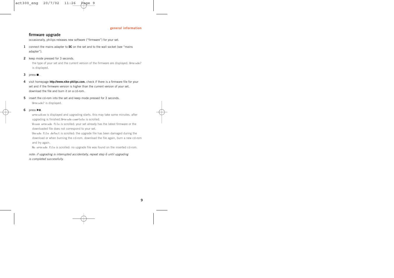 Philips ACT300 User Manual | Page 9 / 28