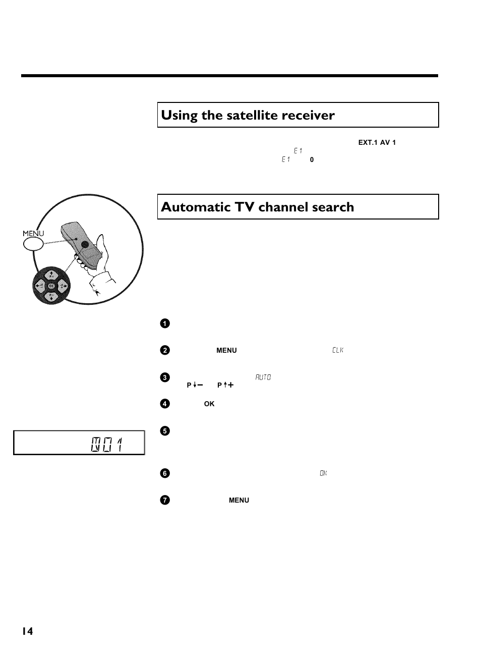 Using the satellite receiver, Automatic tv channel search, Installing your video recording | Philips VR270B/07 User Manual | Page 18 / 39