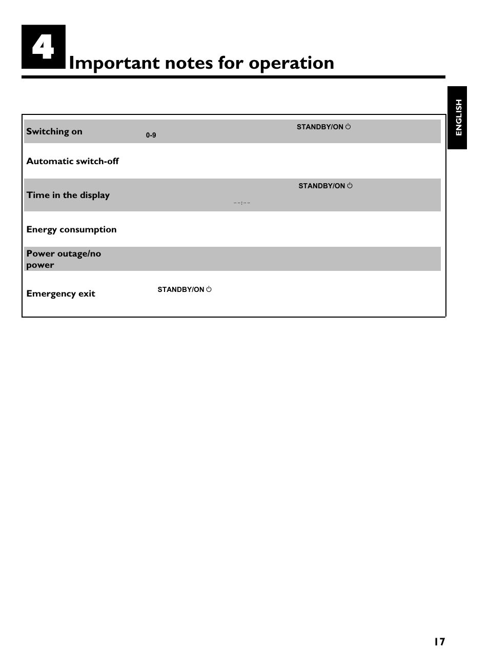 Important notes for operation | Philips VR270B/07 User Manual | Page 21 / 39