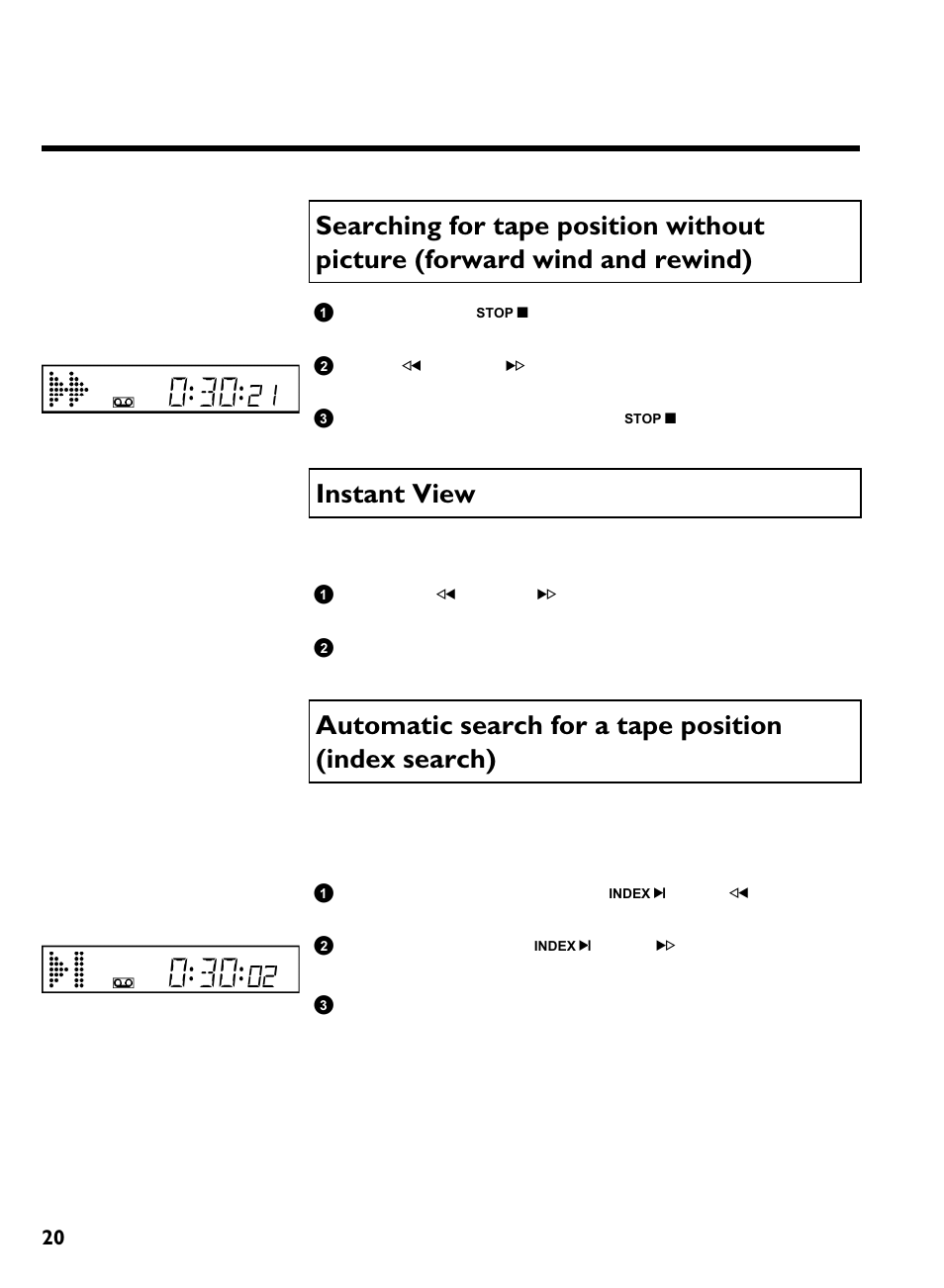 Instant view | Philips VR270B/07 User Manual | Page 24 / 39