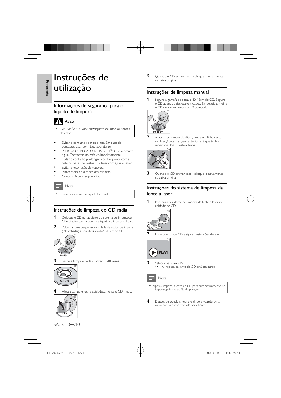 Instruções de utilização | Philips SAC2550W User Manual | Page 10 / 15