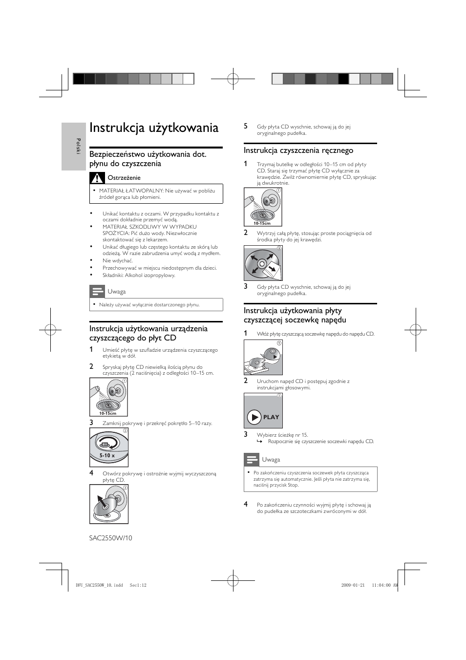 Instrukcja użytkowania | Philips SAC2550W User Manual | Page 12 / 15