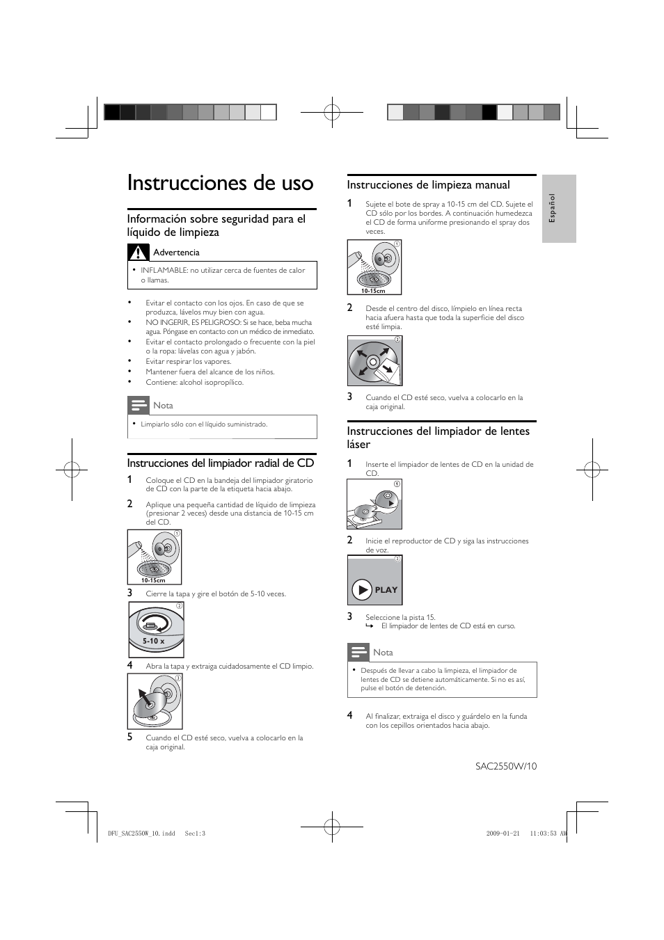 Instrucciones de uso | Philips SAC2550W User Manual | Page 3 / 15