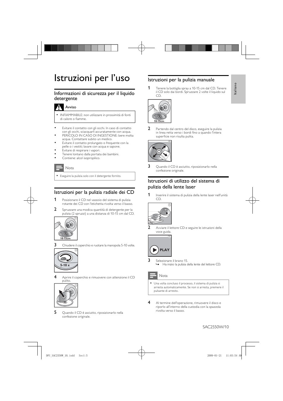 Istruzioni per l’uso | Philips SAC2550W User Manual | Page 5 / 15